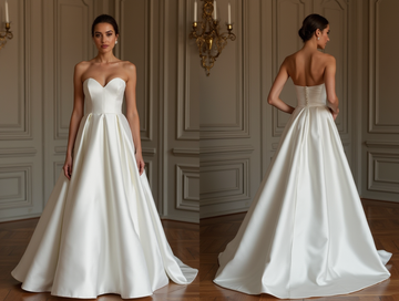 A-Line White Wedding Dress with Floral Embellishments for a Romantic Look backless New Satin white