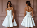 Sophisticated Mini Short Wedding Dress with a High Neckline for a Chic and Modest Look backless New Satin Short Wedding Dress silk