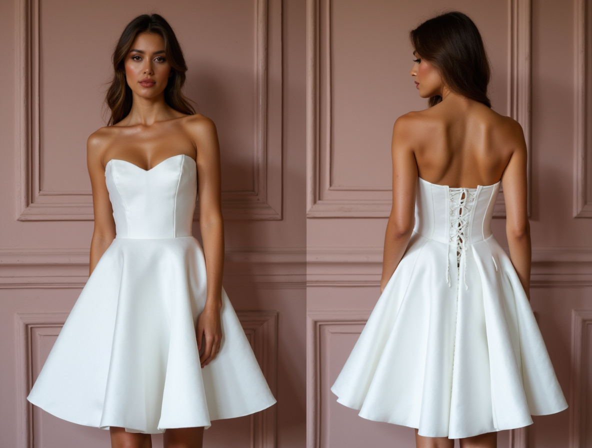 Sophisticated Mini Short Wedding Dress with a High Neckline for a Chic and Modest Look backless New Satin Short Wedding Dress silk