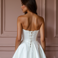 Sophisticated Mini Short Wedding Dress with a High Neckline for a Chic and Modest Look backless New Satin Short Wedding Dress silk