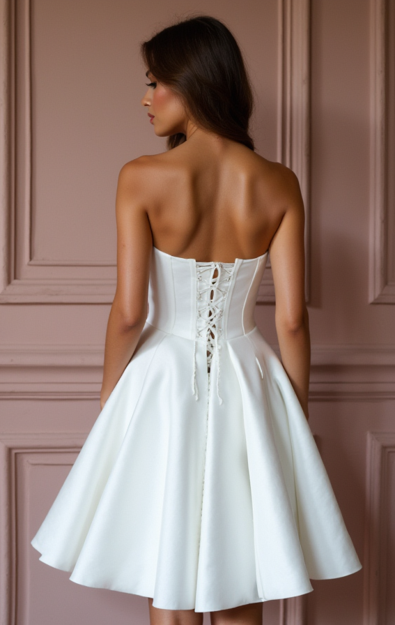 Sophisticated Mini Short Wedding Dress with a High Neckline for a Chic and Modest Look backless New Satin Short Wedding Dress silk