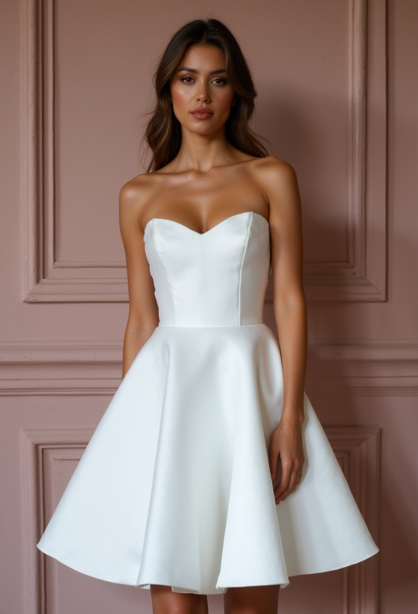 Sophisticated Mini Short Wedding Dress with a High Neckline for a Chic and Modest Look backless New Satin Short Wedding Dress silk