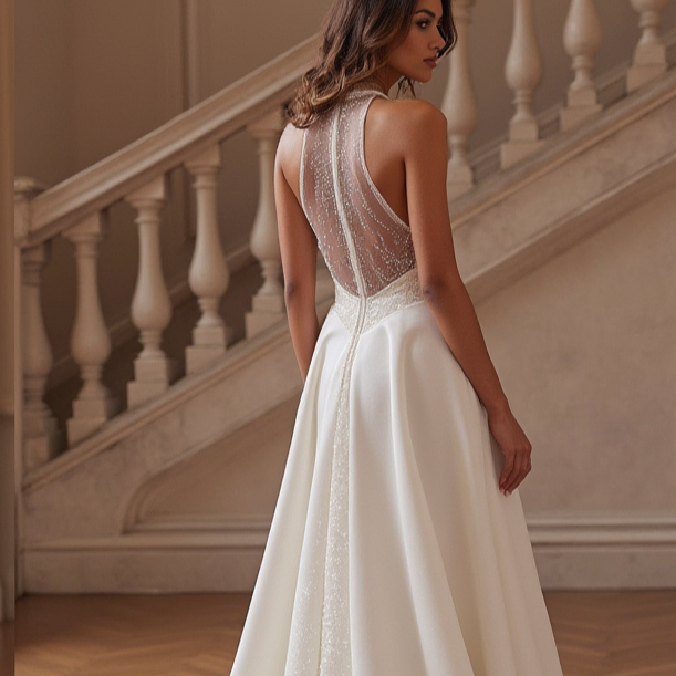 Timeless A-Line Wedding Gown for Brides Who Love a Classic Fit mesh New Satin