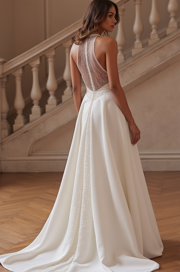 Timeless A-Line Wedding Gown for Brides Who Love a Classic Fit mesh New Satin