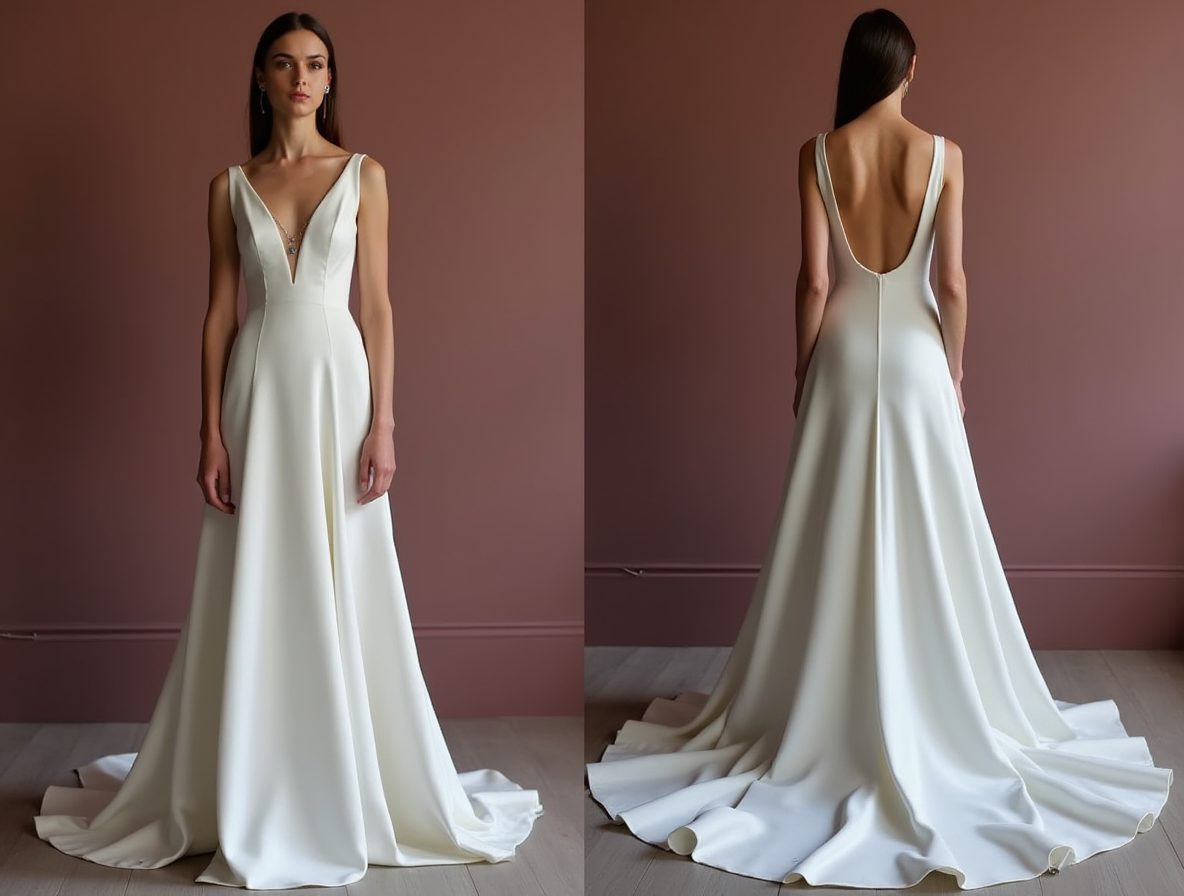 A-Line White Wedding Dress with a Sheer Lace Skirt for a Soft, Dreamy Feel backless New Satin white