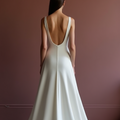 A-Line White Wedding Dress with a Sheer Lace Skirt for a Soft, Dreamy Feel backless New Satin white