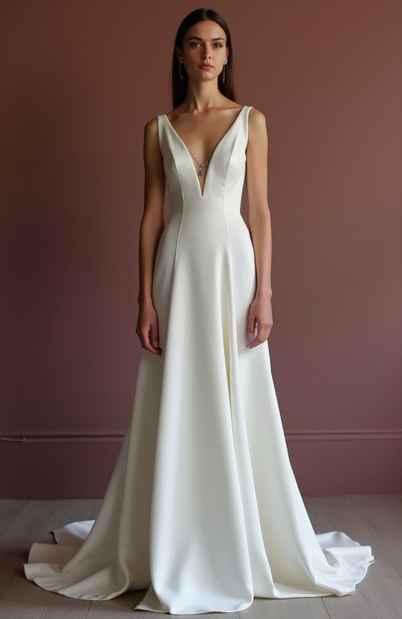 A-Line White Wedding Dress with a Sheer Lace Skirt for a Soft, Dreamy Feel backless New Satin white