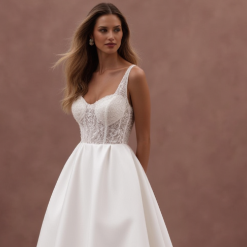 Princess Wedding Gown with Beaded Details for a Sophisticated Look backless New Satin