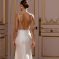 A-Line Bridal Gown with an Open Back for a Sophisticated Look mesh New Satin split