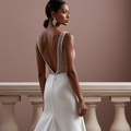 Sexy Mermaid Wedding Dress with a Deep V-Neckline for a Bold Bridal Look backless mesh New Satin