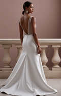 Sexy Mermaid Wedding Dress with a Deep V-Neckline for a Bold Bridal Look backless mesh New Satin