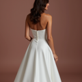 Timeless white A-Line Wedding Dress with a Draped Skirt for a Classic Look backless New Satin white