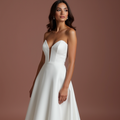 Timeless white A-Line Wedding Dress with a Draped Skirt for a Classic Look backless New Satin white