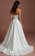 Timeless white A-Line Wedding Dress with a Draped Skirt for a Classic Look backless New Satin white