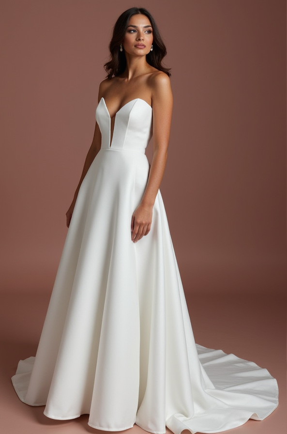 Timeless white A-Line Wedding Dress with a Draped Skirt for a Classic Look backless New Satin white
