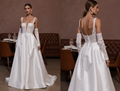 Elegant A-Line Gown with a Beaded Bodice for a Sparkling Bridal Look backless embroidery New Satin split