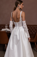 Elegant A-Line Gown with a Beaded Bodice for a Sparkling Bridal Look backless embroidery New Satin split
