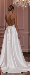Soft A-Line Wedding Dress for a Boho and Romantic Wedding backless mesh New Satin