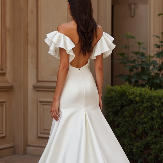 Classic White Mermaid Wedding Dress with a Sweetheart Bodice for a Flattering Fit backless New Satin white