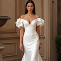 Classic White Mermaid Wedding Dress with a Sweetheart Bodice for a Flattering Fit backless New Satin white