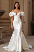 Classic White Mermaid Wedding Dress with a Sweetheart Bodice for a Flattering Fit backless New Satin white