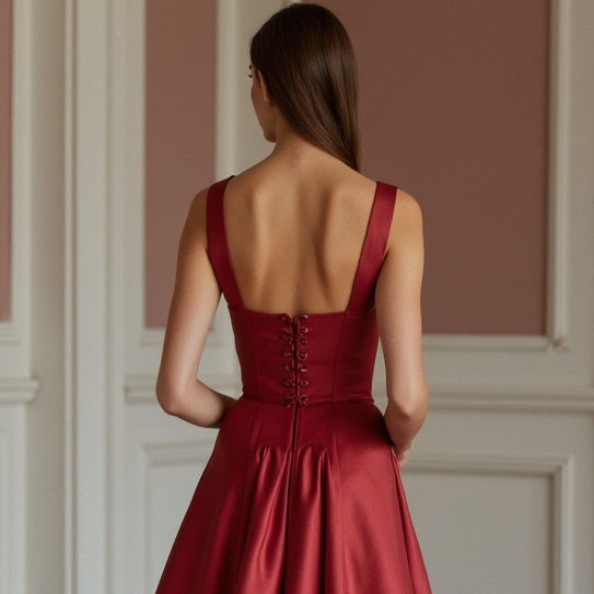Stunning Red Evening Dress & Prom Dress with Two-Tone Design for a Modern Touch New red Satin