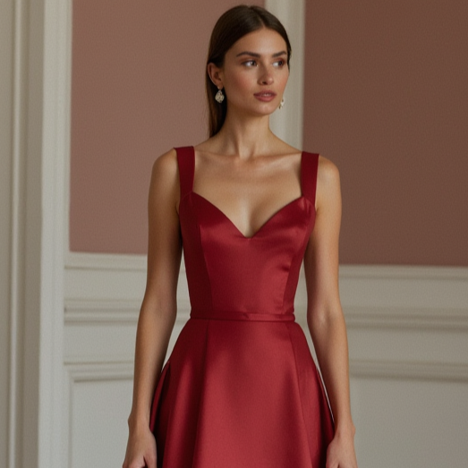 Stunning Red Evening Dress & Prom Dress with Two-Tone Design for a Modern Touch New red Satin