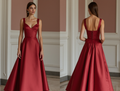 Stunning Red Evening Dress & Prom Dress with Two-Tone Design for a Modern Touch New red Satin