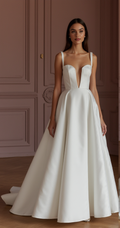 A-Line Wedding Dress with a Corset Bodice for a Flattering Shape backless New Satin