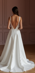 A-Line Wedding Dress with a Corset Bodice for a Flattering Shape backless New Satin