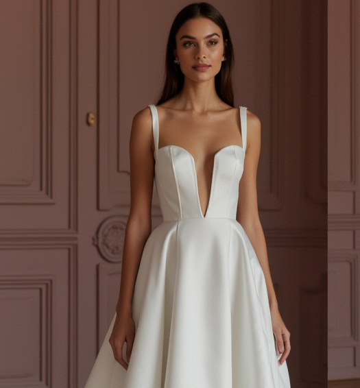 A-Line Wedding Dress with a Corset Bodice for a Flattering Shape backless New Satin