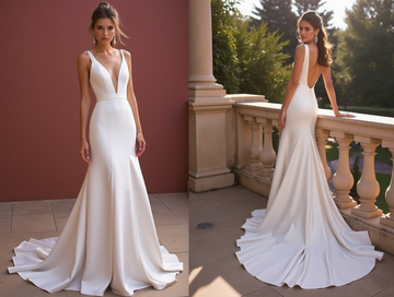 Stunning Mermaid Wedding Dress with a Flared Skirt for a Glamorous Look backless mesh New Satin