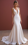 Stunning Mermaid Wedding Dress with a Flared Skirt for a Glamorous Look backless mesh New Satin