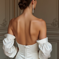 A-Line White Wedding Dress for a Destination Wedding with a Light, Flowing Skirt backless New Satin white
