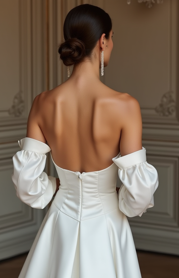 A-Line White Wedding Dress for a Destination Wedding with a Light, Flowing Skirt backless New Satin white