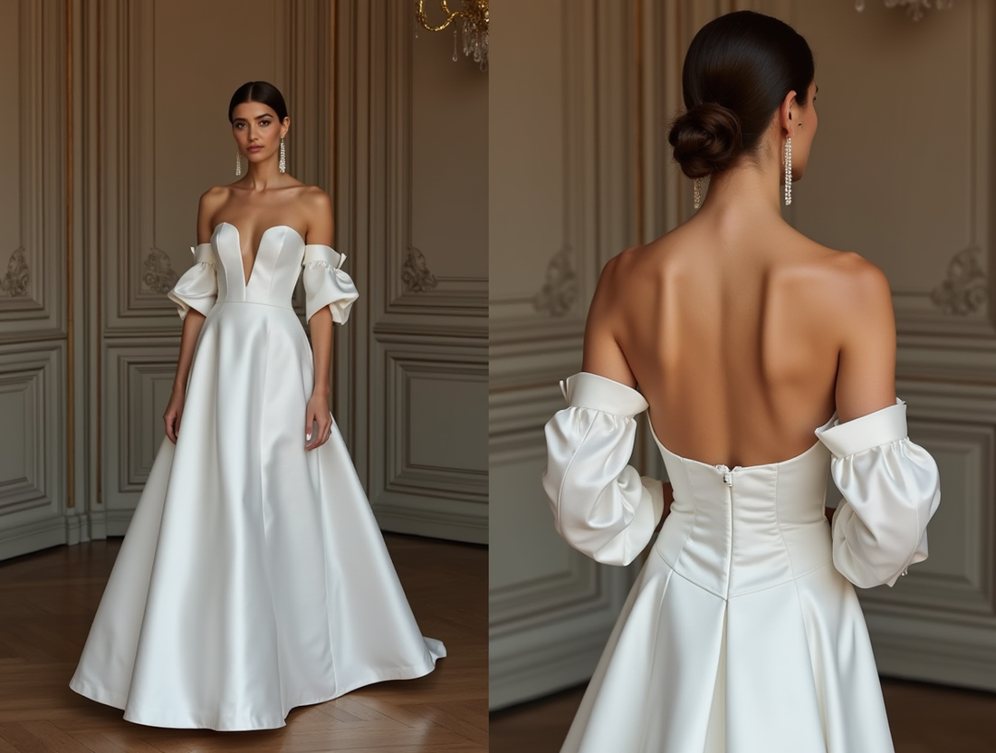 A-Line White Wedding Dress for a Destination Wedding with a Light, Flowing Skirt backless New Satin white