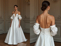 A-Line White Wedding Dress for a Destination Wedding with a Light, Flowing Skirt backless New Satin white