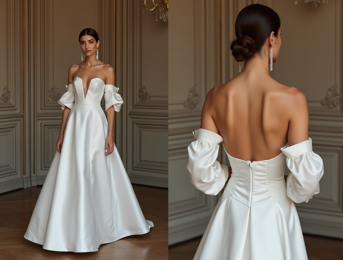 A-Line White Wedding Dress for a Destination Wedding with a Light, Flowing Skirt backless New Satin white