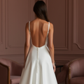 A-Line Wedding Dress with Draped Bodice for a Soft, Elegant Silhouette backless New Satin split