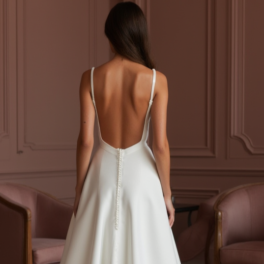 A-Line Wedding Dress with Draped Bodice for a Soft, Elegant Silhouette backless New Satin split