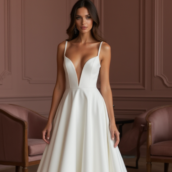 A-Line Wedding Dress with Draped Bodice for a Soft, Elegant Silhouette backless New Satin split