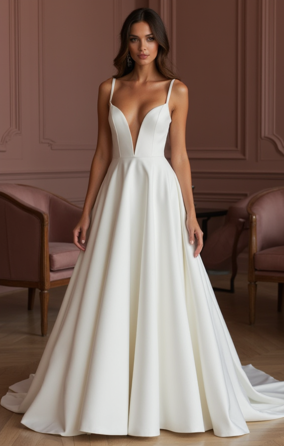 A-Line Wedding Dress with Draped Bodice for a Soft, Elegant Silhouette backless New Satin split