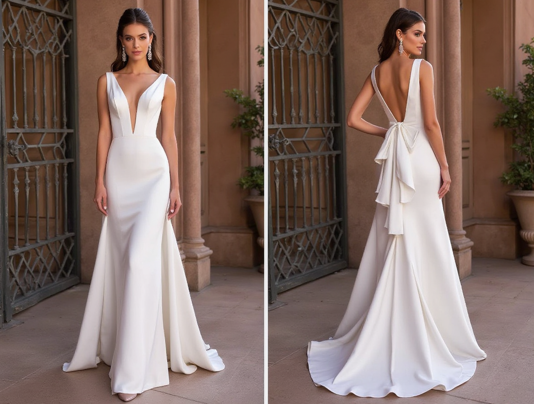 Timeless A-Line Wedding Dress with a Chapel-Length Train backless New Satin