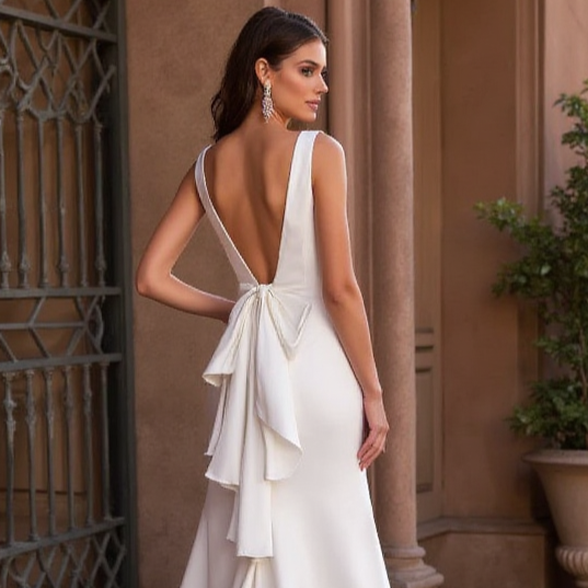 Timeless A-Line Wedding Dress with a Chapel-Length Train backless New Satin