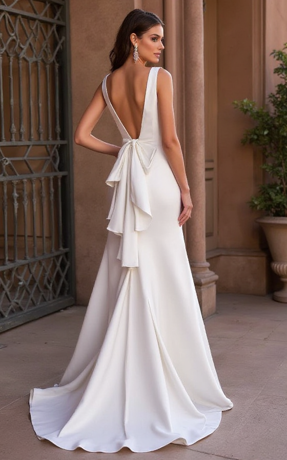 Timeless A-Line Wedding Dress with a Chapel-Length Train backless New Satin