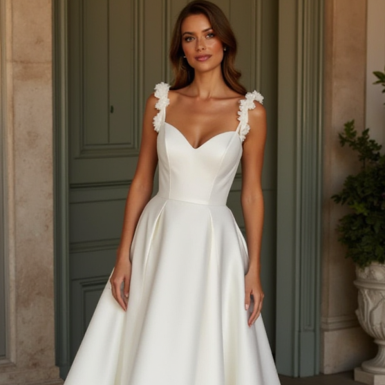 A-Line Wedding Dress with an Asymmetrical Design for a Modern Feel backless New Satin