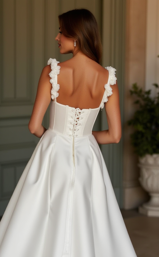 A-Line Wedding Dress with an Asymmetrical Design for a Modern Feel backless New Satin