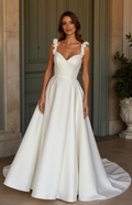 A-Line Wedding Dress with an Asymmetrical Design for a Modern Feel backless New Satin