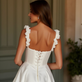 A-Line Wedding Dress with an Asymmetrical Design for a Modern Feel backless New Satin