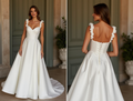 A-Line Wedding Dress with an Asymmetrical Design for a Modern Feel backless New Satin